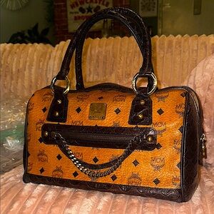 MCM Dark Brown/Cognac Visetos Python Embossed Leather 🤎